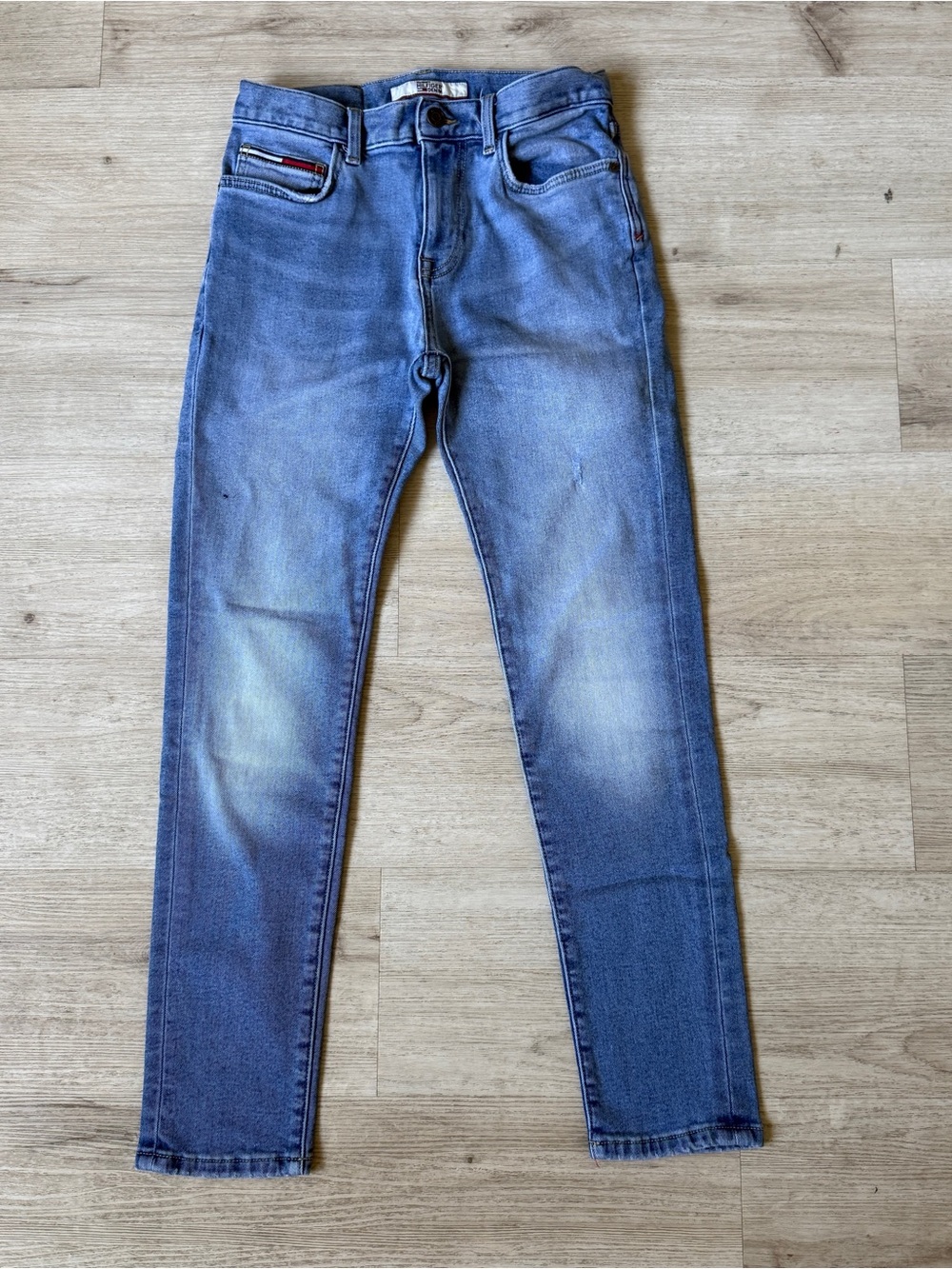 Tommy Hilfiger Denim Jeans Mens 29x30 Big Flag Pocket Light Wash Stretch Skinny